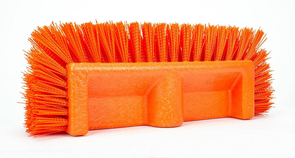 SPARTA Multi-Level Tile Scrub Brush 12" Wide Brush Head, Heavy-Duty Tile Cleaning Brush with End Bristles for Commercial Tiles, Tubs and Floor, Plastic, 12 Inches, Orange