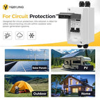 20 Amp DC Solar Panel Disconnect Switch 4 Holes AC Miniature Circuit Breaker Box 500V 2 Poles with IP65 Waterproof UV-Proof Box for Outdoor Solar PV Homes Battery