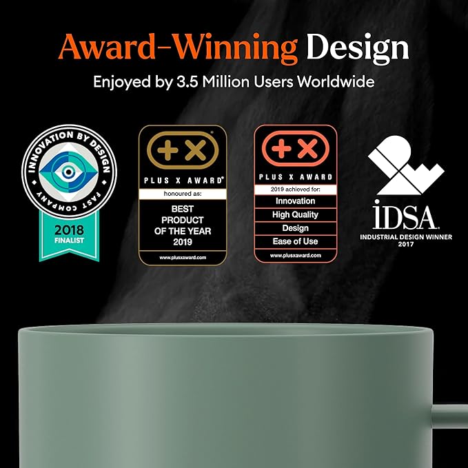 Ember Temperature Control 14oz Smart Mug 2, App-Controlled and Rechargeable Heated Coffee Cup Warmer with Intelligent LED Display, Sage Green.