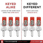 TRADESAFE Lockout Tagout Locks Set - 10 Red Aluminum Loto Locks, Keyed Different Lock Out Tag Out Padlocks, 2 Keys Per Lockout Padlock, OSHA Compliant