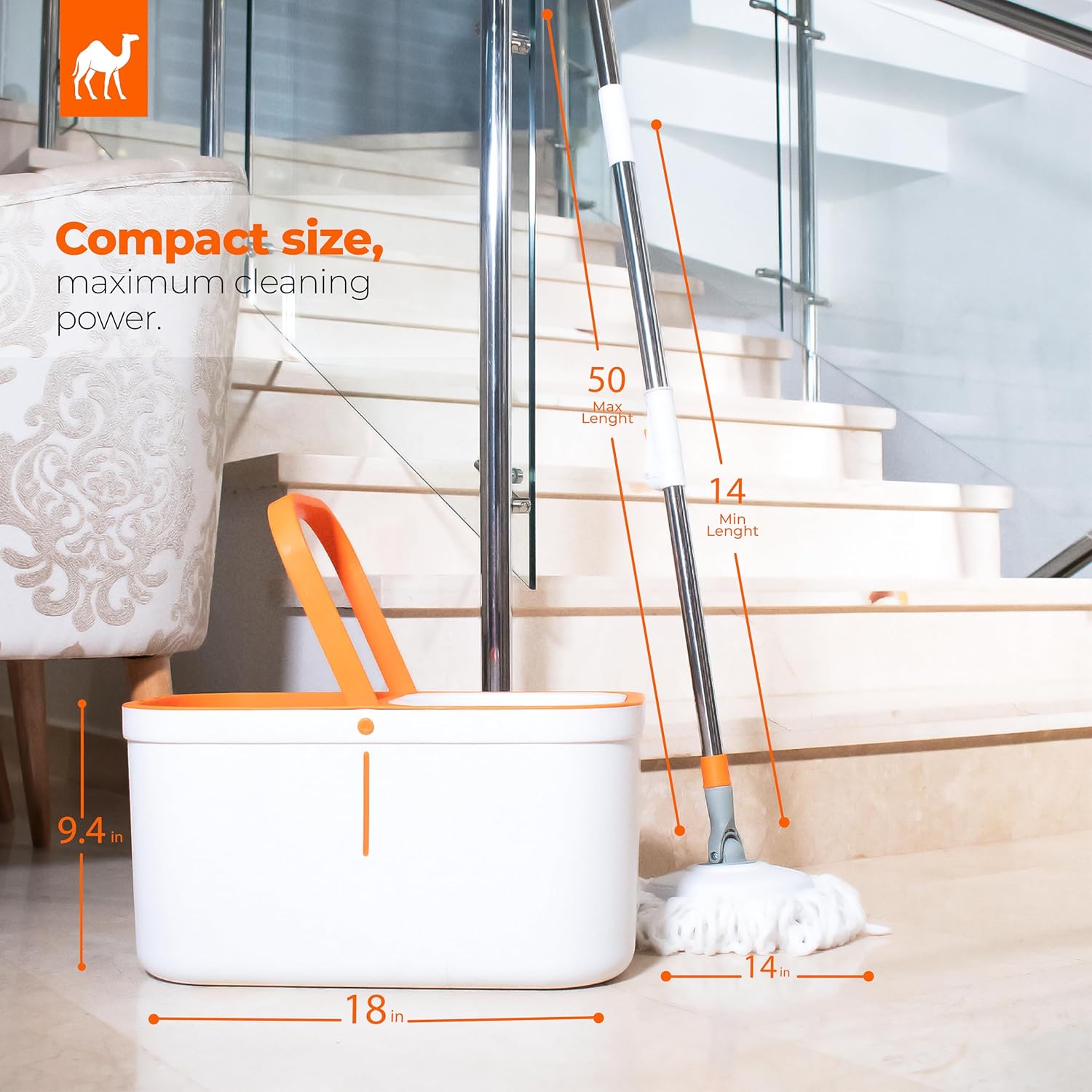 Spin Mop and Bucket Set Cleaning System Wringer 360 Microfiber Mop with Stainless Steel Handle Self Wringing Bucket for Tile Hardwood Laminate Floors Includes 2 Mop Head Refills