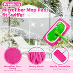 Reusable Mop Pads fit Swiffer Sweeper Mop - Microfiber Wet Pads Refill & Machine Washable Dry Sweeping Cloths for Mopping All Sealed Floors - Hardwood, Laminate, Tile & Stone (Mop is not Included)