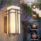 15.35" H Matte Brown Outdoor Wall Light Large Outdoor Wall Lantern Oil Rubbed Bronze Exterior Light Fixture Waterproof Metal with Frosted Glass Sconce Light for Porch Garage Front Door, Brown (Large)