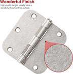 100 Pack Interior Door Hinges Brushed Nickel 3.5 inch x 3 1/2" 5/8" Round Residential Bi-fold Bedroom Standard Hinge for Wood Single/Double Bedroom Doors Silver House Hardware Kit Controls 3 ½"
