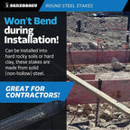 Sandbaggy 72" Round Steel Concrete Form Stakes with Nail Holes - Rust Resistant Coating - Removable, Reusable (1)