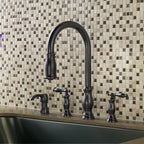 Pfister Hanover Kitchen Faucet with Pull Down Sprayer and Soap Dispenser, 2-Handle, 4-Hole, High Arc, Tuscan Bronze Finish, F5314HNY