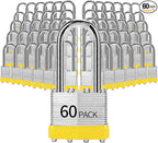 Padlocks Keyed Alike, Pack of 60, Laminated Steel Keyed Lock (1-9/16", 40mm), Padlocks with Same Key, Long Shackle, for Toolbox, Locker & StorageUnit or More