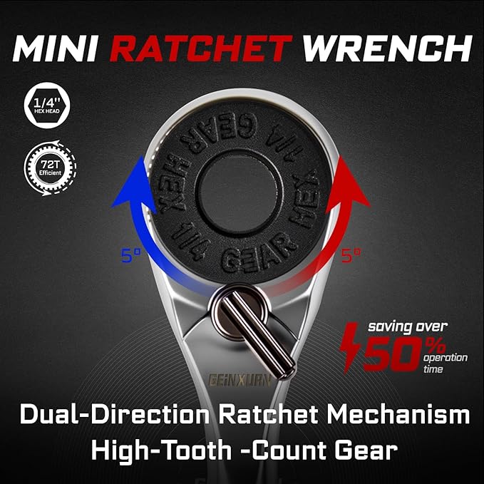 19 Pieces Ratcheting Screwdriver Set, Mini Rachet Wrench, Rachet Screwdriver Handle and Nut Driver with 12 Pcs Impact Screwdriver Bits, Portable Hand Tools Set for Repair DIY