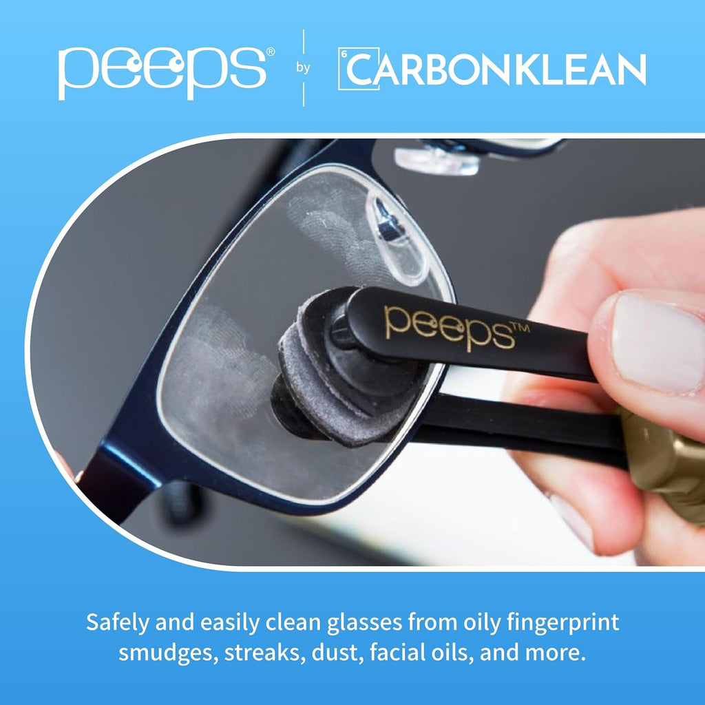CarbonKlean Peeps Glasses Cleaner - for Eyeglasses, Reading Glasses, and More - Lens Cleaner with Carbon Microfiber Tech - Soft Touch Lavender - 2 Count