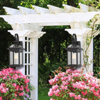 Darkaway Outdoor Lights Fixtures Wall Mount, Large 22inch Outdoor Wall Sconce Lights with Seeded Glass Waterproof Outside Exterior Lights Fixture for House Front Porch Patio （Large, Black）