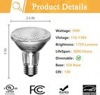 Par20 Halogen Flood Light Bulb, 39W 120V PAR20 Light Bulb, Dimmable, E26 Base, 2700K Warm White, 3000 Hours for Indoor Range Hood, Track Oven, Ceiling Can Lamp（2Pack）