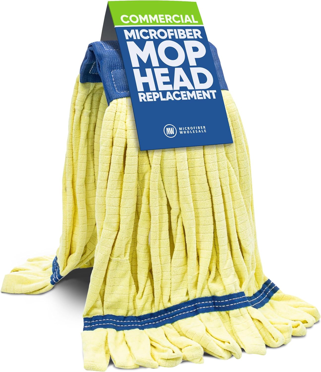 Commercial Mop Head Replacement – 1 Pack Large Yellow Microfiber Tube Mop (18 oz.) | Industrial Wet Mops | Washable Refill, Reusable, Heavy Duty, Looped End Mopheads | Hardwood, Concrete