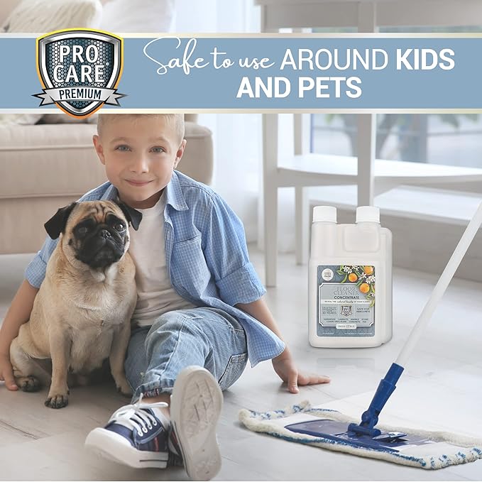 ProCare Citrus Floor Cleaner Concentrate (Made in USA) | Vinyl, Wood, Tile, Stone & Laminate Floor Cleaner For Mopping, Household Supplies, Cleaning Solution Concentrate For Kitchen & Bathroom - 8oz