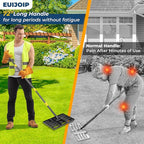 Professional Lawn Leveling Rake with 17x10in Heavy-Duty Stainless Steel Head & 60" Adjustable Handle - Grass Leveling Tool for Quick Soil Grading, Thatch Removal and Yard Maintenance