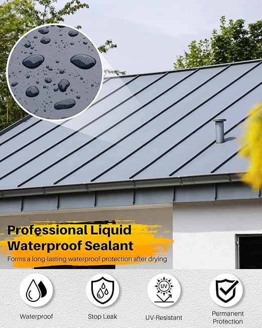 Polyurethane Waterproof Coating, Black, 5 Gallon, Roof Sealant Waterproof Coating for Flat & Matal Roofs, Foundations, Concretes, Indoor and Outdoor Leak Repair Basement Sealer Waterproofing