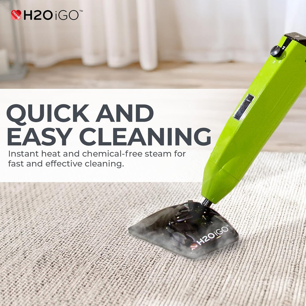 H2O iGO Indoor & Outdoor Cordless Steam Mop for Hardwood Floors, Carpets, Windows, Upholstery, Kitchens, Bathrooms - Portable, Rechargeable, Wireless, Steamer Mops for Floor Cleaning
