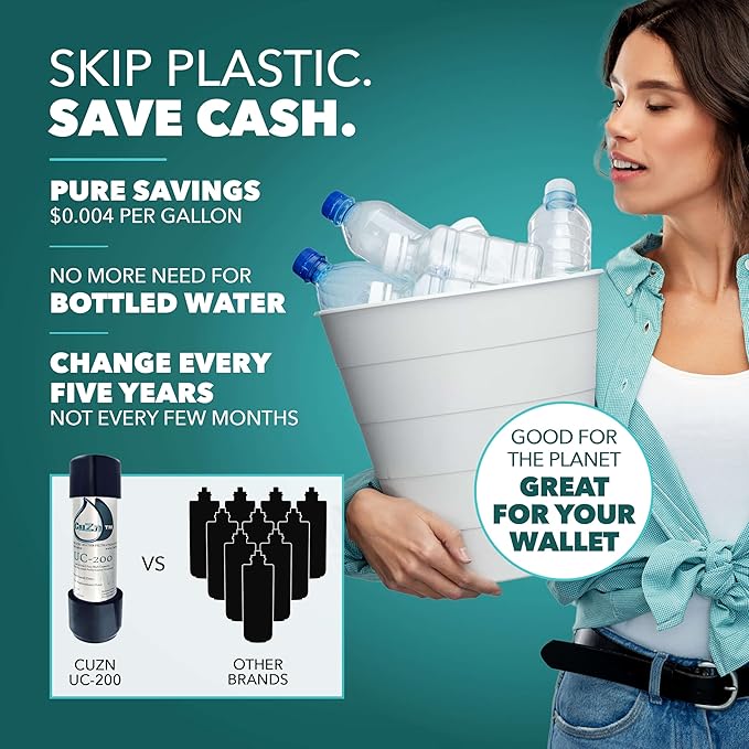 Under Sink Water Filter for Sink Faucet by CuZn, 5 Year Filtration Life, Reduces PFAs, PFOS, Lead, Chlorine, Improves Taste of Tap Water with NSF/ANSI 42 & 372 Certified High Performance