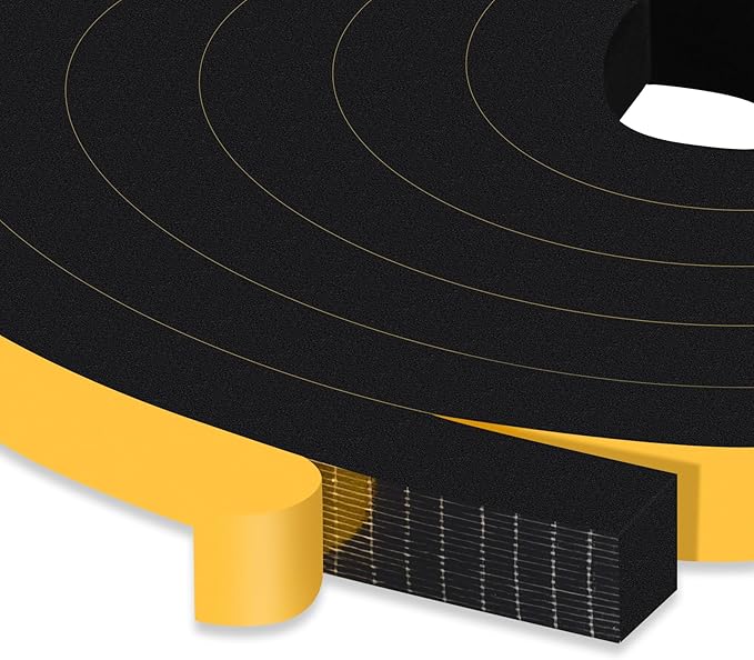 Strong Adhesive Door Weather Stripping, Foam Tape for Doors and Windows, SoundProof Weatherproof Door Insulation Weather Strip, AC Seal Strip, Noise Insect Reduction, (1/2 in x 3/8 in x 13Ft)