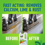CLR Brands® Calcium, Lime & Rust Remover Free & Clear, No Dyes or Fragrances, Gentle Lime and Bathroom Descaler, Removes Hard Water Stains and Rust Deposits, 42 Oz Bottle (Pack of 1)