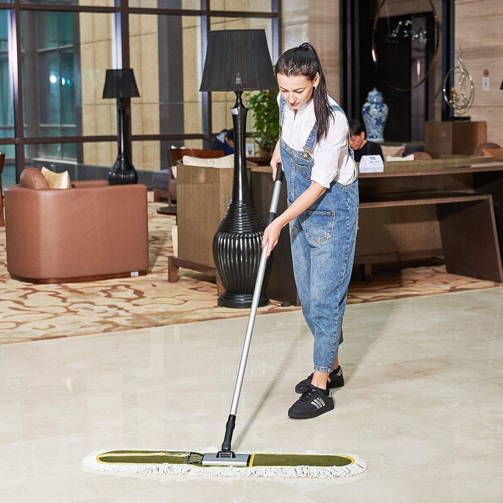 36" Commercial Dust Mops for Floor Cleaning Heavy Duty Floor Duster Mop with Long Handle Hotel Gym Household Cleaning Supplies for Hardwood, Tiles, Marble Floors,Green