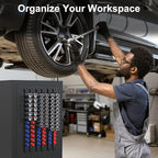 FIVEPEARS 6PCS 360° Socket Organizer Twist Lock,3/8 1/4 1/2 Socket Storage Rails, Premium Quality Socket Holders for Tool Box ，Tool Carts，Contains up to 80 Clips (Blue & Red)