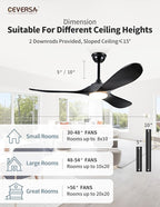 60 Inch Outdoor Ceiling Fans with Lights and Remote, 3 Blades Wood Black Propeller Rustic Ceiling Fans, Quiet Noiseless DC Motor for Farmhouse,Living Room,Bedroom,Indoor