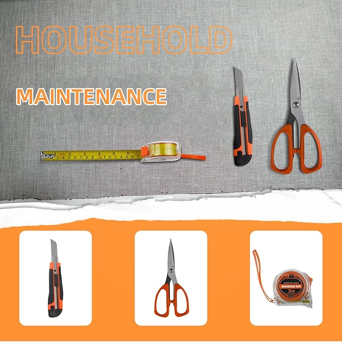 Home Repair Tool Set Hand Tool Kit,Professional Outdoor Tool Accessories Set,Small Household Repairs Tool Set With Plier,Screwdriver Set,Hammers,Spanners,Precision Knife, With Portable Storage Case