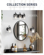 Black Wall Sconces, HWH Rustic Industrial Wall Lamps, 1-Light Sconces Wall Lighting with Bell-Shaped Clear Glass, Bathroom Vanity Light Fixture for Bedroom Living Room Kitchen, 5HZG106B BK