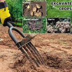 Garden Fork, Pitchforks for Digging Composting Spading, Long Hand Tiller & Cultivator - 5 Tine, 45 inches