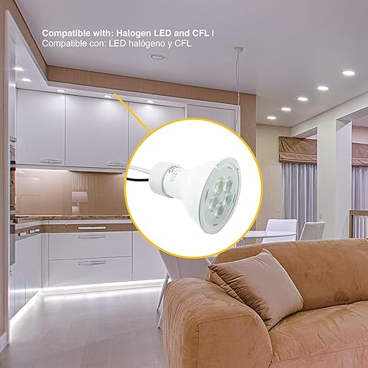 Light Socket Converter E26 E27 to GU10 Adapter with 10.2 Inch Extension Cable, Ceramic Lamp Holder with Heat Resistant Silicone Wire for LED or Halogen Bulbs