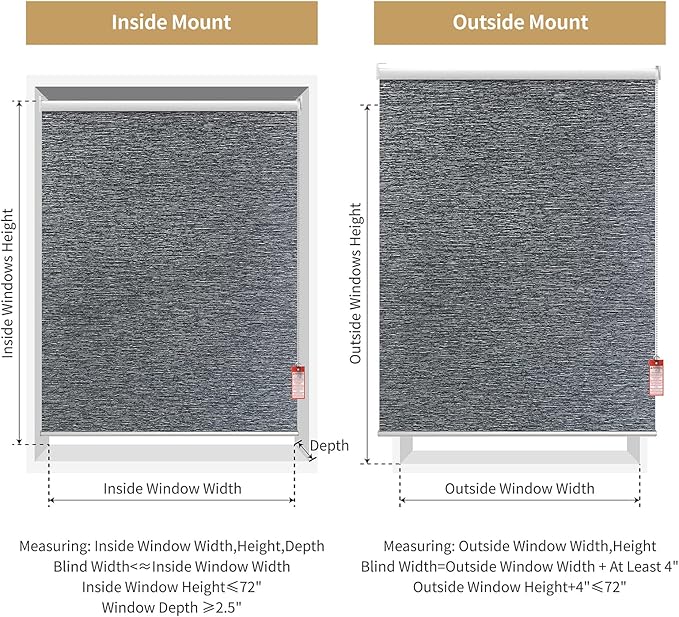 ALLBRIGHT 100% Blackout Roller Blinds Woven Shades with Striped Jacquard, Cordless Window Shades, UV Protection Fabric, Easy-Install for Indoor Home & Office, Dark Blue Old, 45" W x 72" H