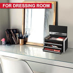 P.I.T. Mini Black Tool Box, Portable 3 Drawer Steel Stackable Tool Box with Magnetic Tab Locking, Black Micro Top Chest with Liner for Tools Storage and Organizers, Home DIY