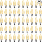 Meconard C9 Led Replacement Christmas Light Bulbs, C9 Shatterproof Led Bulbs for Christmas Indoor Outdoor String Lights,E17 Intermediate Base, Commercial Grade Holiday Bulbs, Warm White, 50Pack