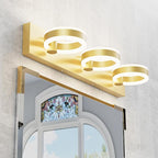 LED Bathroom Light Fixtures, 24inch Gold Vanity Lights, Modern 3 Light Acrylic Wall Sconces, 350° Rotatable Wall Lighting Fixture Over Mirror