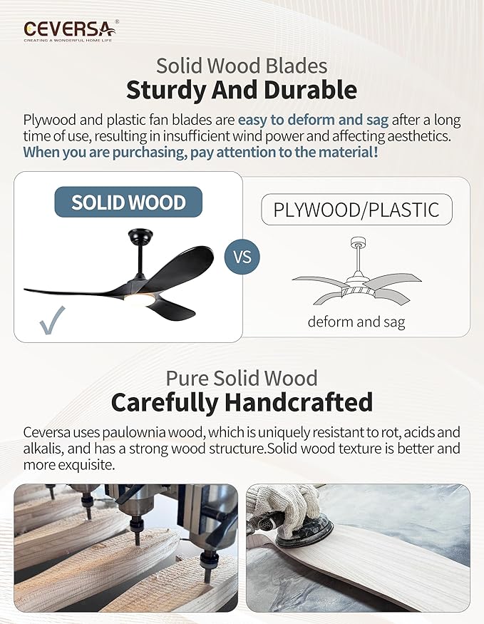 52 Inch Black Ceiling Fans with Lights and Remote,3 Blades Outdoor Wood Propeller Rustic Grey Ceiling Fans,Quiet Noiseless DC Motor,for Farmhouse,Living Room,Bedroom,Indoor