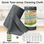 Microfiber Cleaning Cloths Roll, 75 Pack Tear Away Microfiber Towels Roll, 12" x 12" Lint Free Rags, Reusable Cleaning Cloths,Washable,Scratch Free,Ultra Absorbent Dish Rags(Dark Grey Ripple)