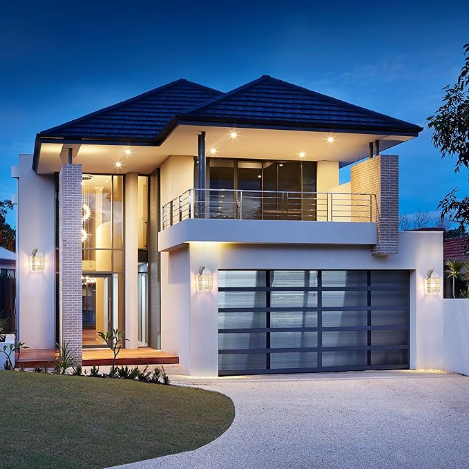 Dusk to Dawn Outdoor Lighting Fixtures - Sensor Exterior Lights, White Porch Lights, Waterproof Wall Lanterns for Garage, Front Door