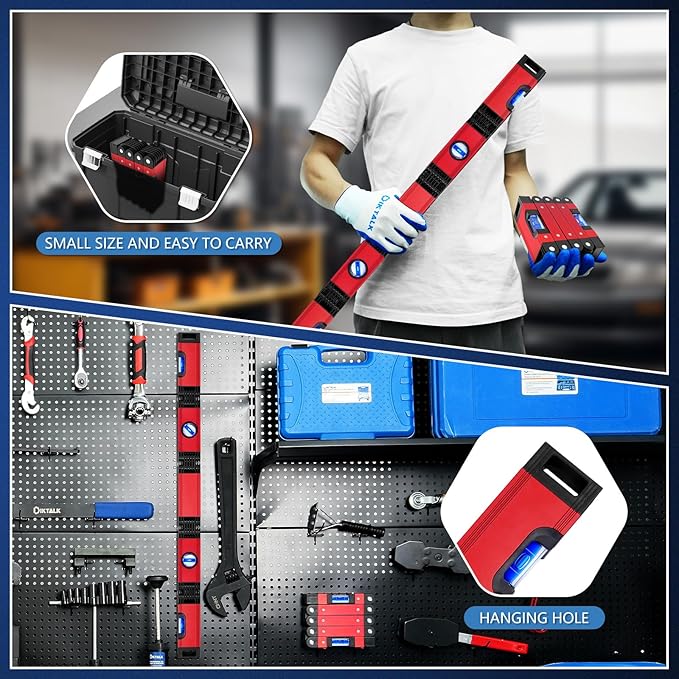 28 Inch Folding Level, Multi-Angle Precision Leveler with Magnetic Base, Foldable Aluminum Alloy Tool for Woodworking & Construction