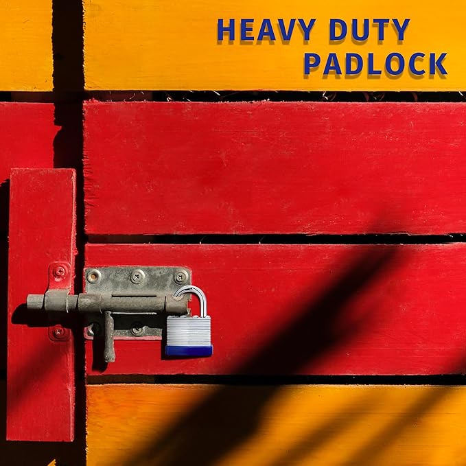 Lock Outdoor Padlocks, Laminated keyed Padlock, 1-9/16 in Wide Body, Padlock Set with Keys (1Pack)