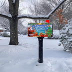 Christmas Mailbox Covers Magnetic Standard Size Merry Christmas Santa Post Box Cover Winter Snowflake Deer Mailbox Covers Xmas Holiday Letterbox Wraps Garden Yard Decor 21X18 Inch