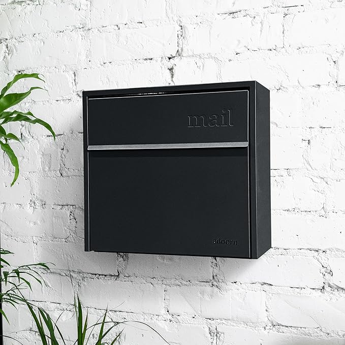 Wall Mount Mailbox - Small, Anti-Theft Locking Mailbox, Weatherproof Mailboxes for Outside The House, 13.5" H x 15" L x 5.5" D (Black)