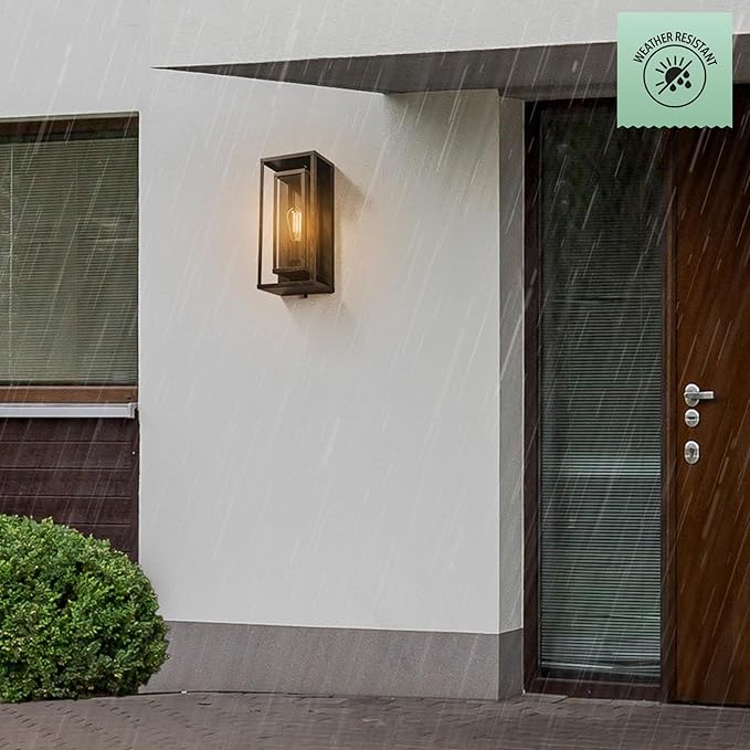 GLOBE Electric 44228 Montague 1-Light Outdoor Wall Sconce, Bronze, Clear Glass Shade,44228