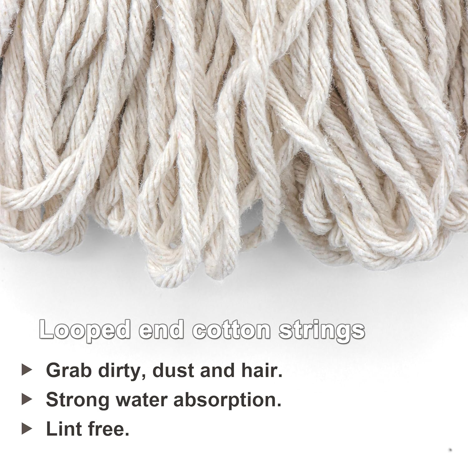 Cotton String Screw on Mop Replacement Head Compatible with All Standard US Threading Pole (6 Cotton mop Heads)