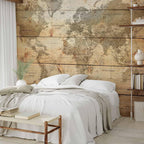 artgeist Premium Wall Mural World Map 138x101 in - XXL Non-Woven Wallpaper Fleece Wall Decor Photo Print Picture Image Design Home Map of The World k-A-0218-a-a