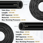 CheeMuii 43 Pcs Brass DOT Air Line Fittings with 50FT 1/4" & 32.8FT 3/8" DOT Air Hose Kit - 1/4, 3/8, 1/2 Push to Connect NPT Thread & Quick Connect Fittings