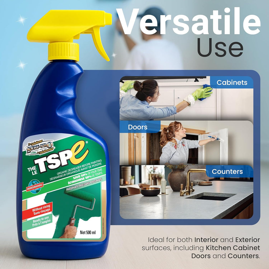 TSPE Cleaner Spray – 500ml Eco-Friendly No-Rinse Degreaser for Walls, Wood, Cabinets & Paint Prep – Phosphate-Free TSP Alternative – Biodegradable, Septic Safe, Non-Toxic Cleaning Solution