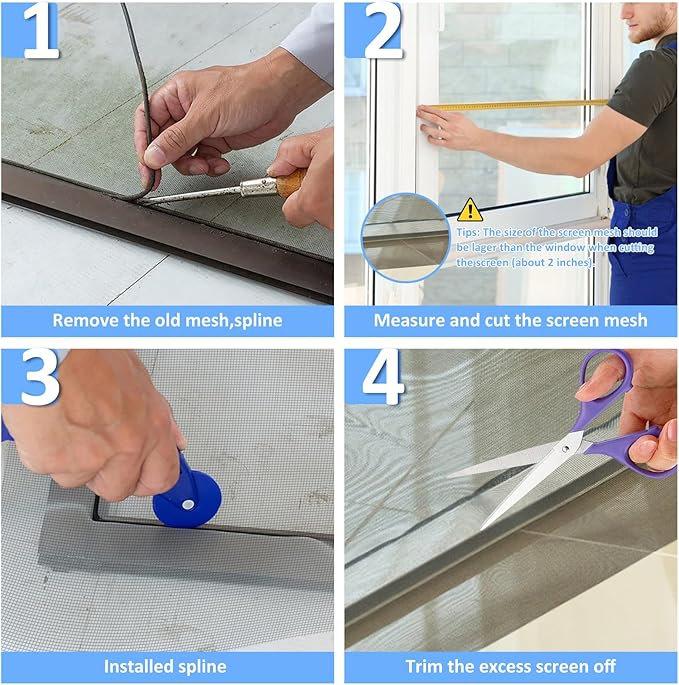 59"x79" Window Screen Mesh, Fiberglass Window Screen, Screen Door Mesh, Windows Screens and Screen Door Replacement, Patio Screen Mesh- Gray