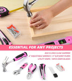Pink Tool Set -131 Piece Pink Tool sets for WomenGeneral Household Hand Tool Kit with Plastic Tool Box Storage Case(Pink)