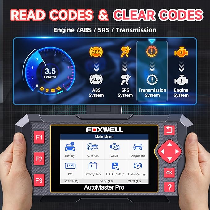 2025 New Upgraded FOXWELL Car Scanner NT604, OBD2 Scanner Diagnostic Tool, ABS Scanner, Airbag Scanner, Check Engine Code Reader, Transmission Scan Tool for All Vehicles, English/Spanish Ver., AutoVIN