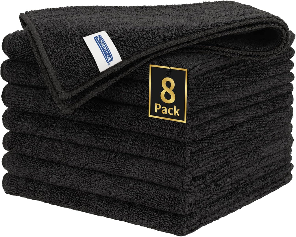 HOMERHYME Microfiber Cleaning Cloth, Premium 8 Pack Cleaning Towels, Lint-Free & Streak-Free Ultra Absorbent, 300GSM Reusable Microfiber Towel for Cars Shop Garage Home and Kitchen, 12.6" x 12.6"
